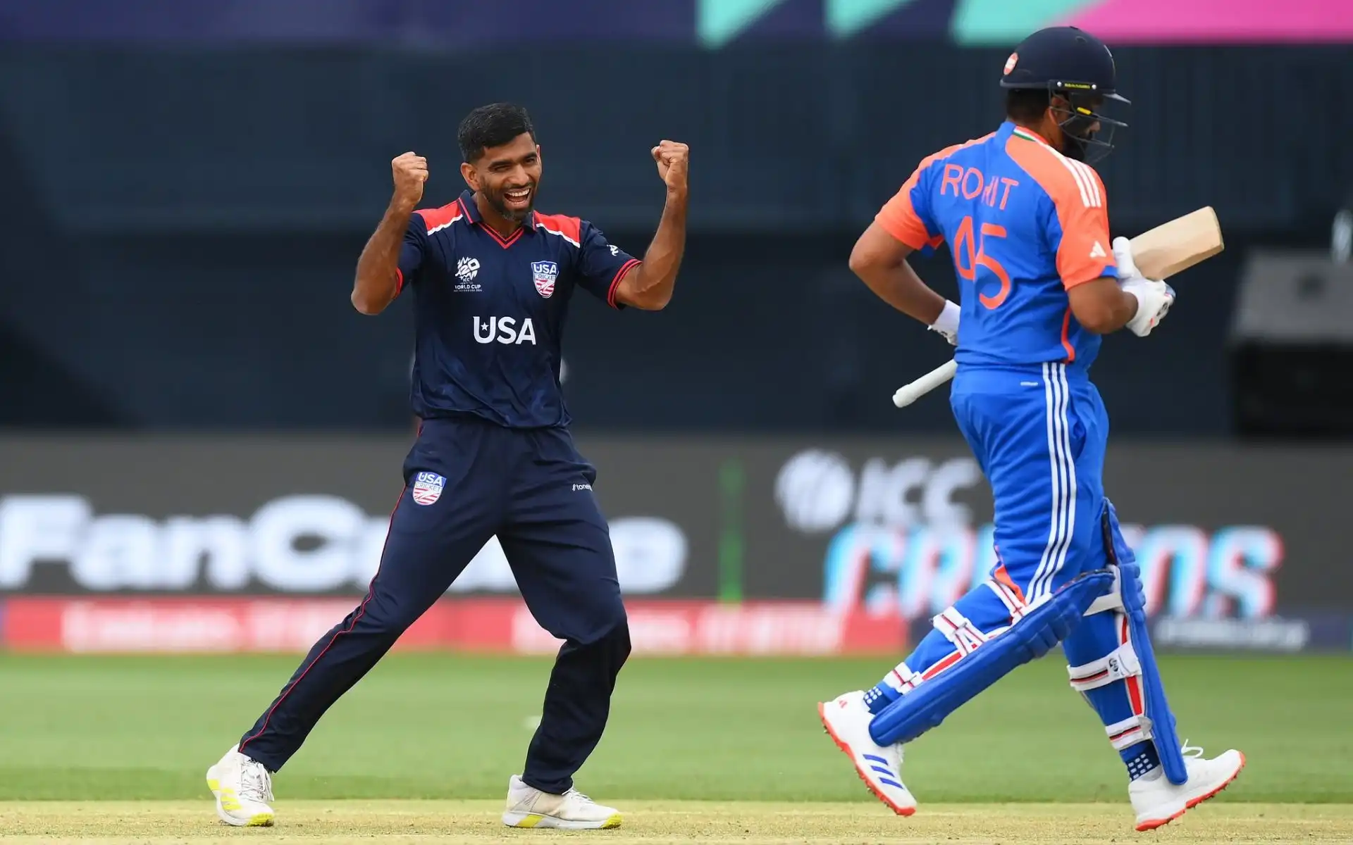 Saurabh Netravalkar after dismissing Rohit Sharma (X.com)