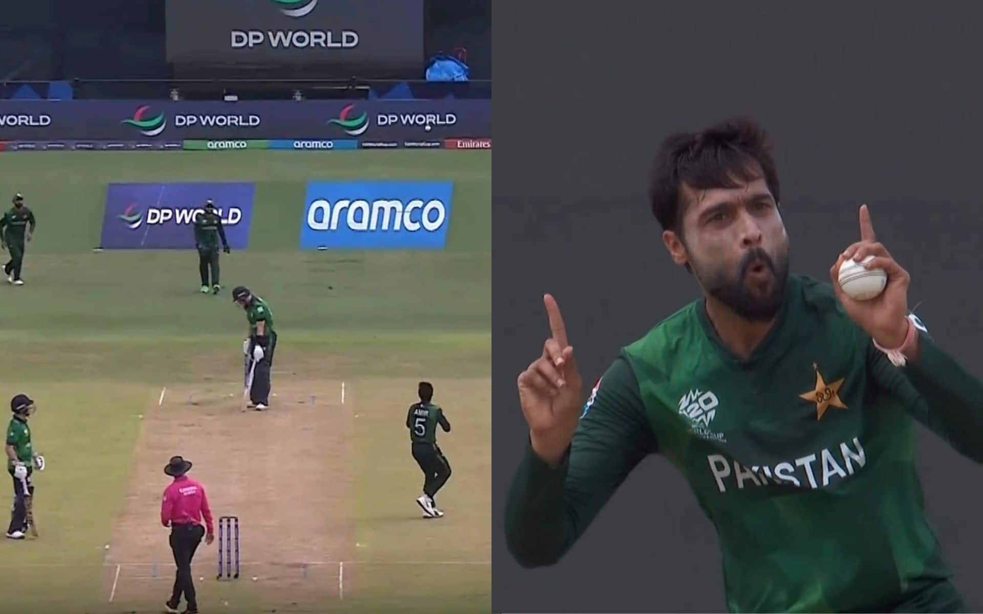 Mohammad Amir's celebration after George Dockrell's wicket (X.com)