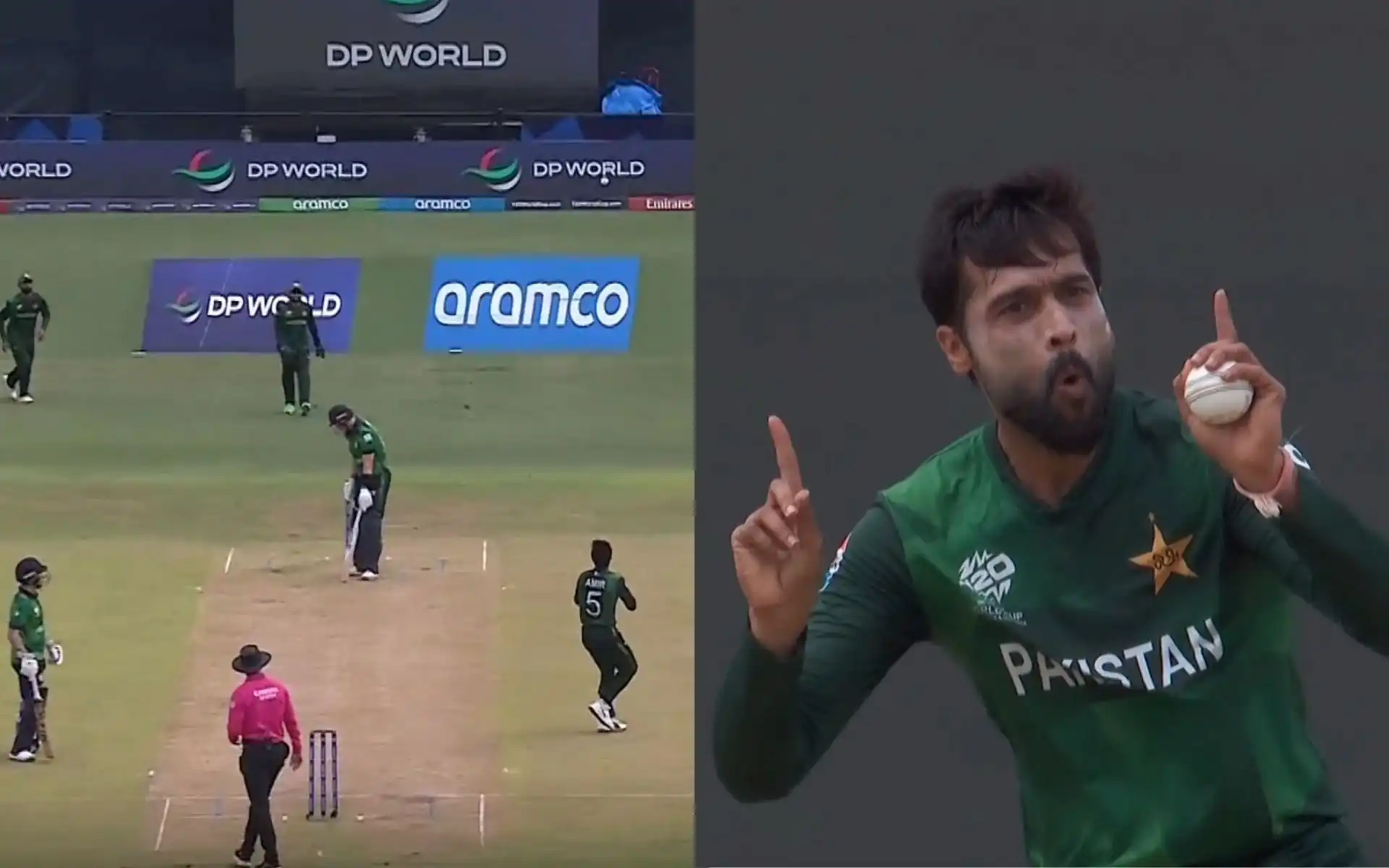 Mohammad Amir's celebration after George Dockrell's wicket (X.com)