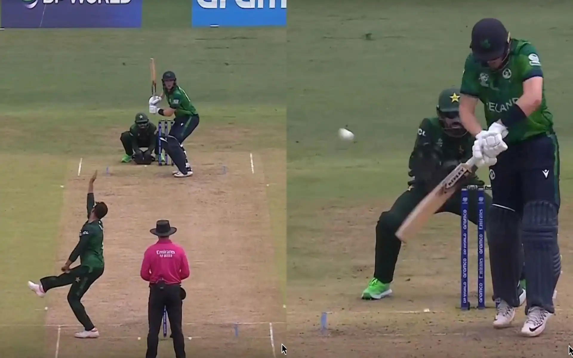 Imad Wasim taking Gareth Delany's wicket (X.com)