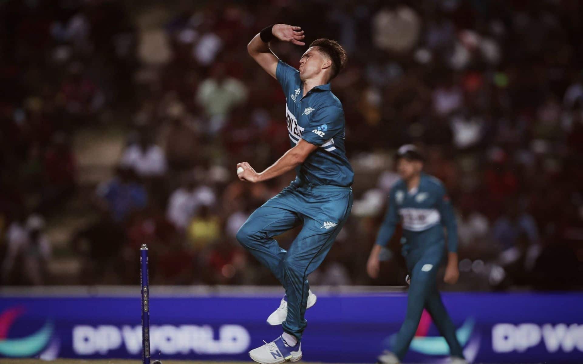 Trent Boult bowling against PNG in final T20 WC outing (X.com)