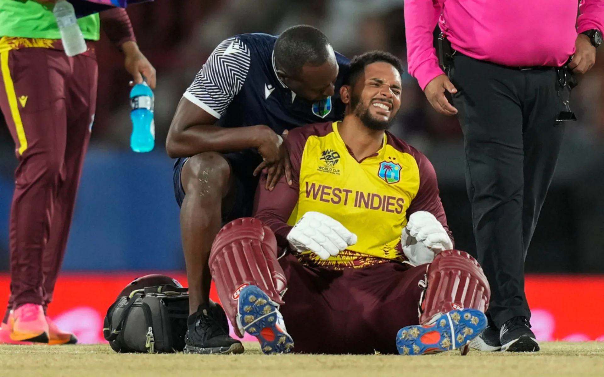  Brandon King retired hurt vs England (x)