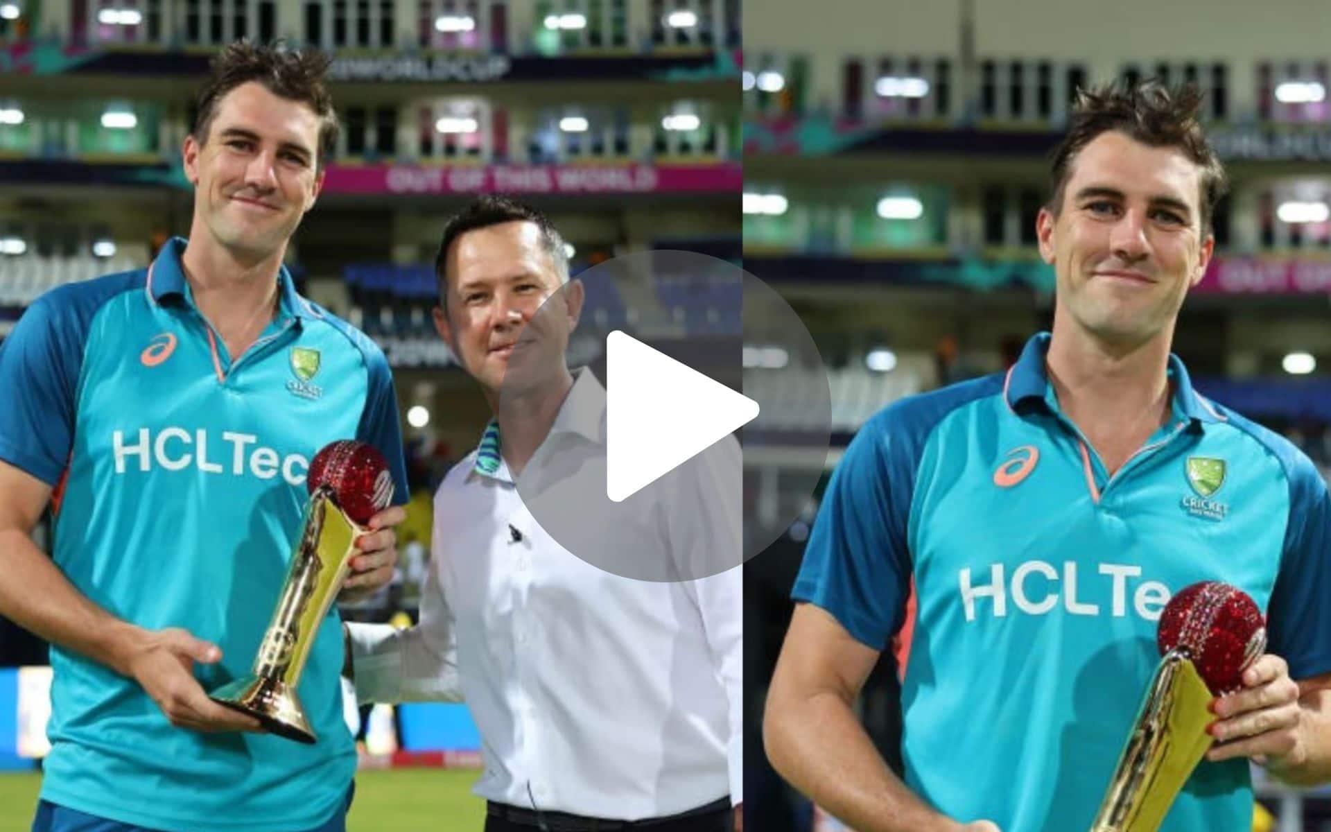 [Watch] Pat Cummins Receives The 'ICC Player Of The Year' Award From Ricky Ponting