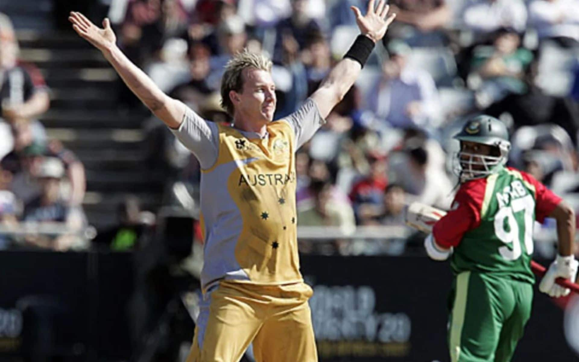 Brett Lee celebrating a Bangladesh wicket in 2007 (x.com)