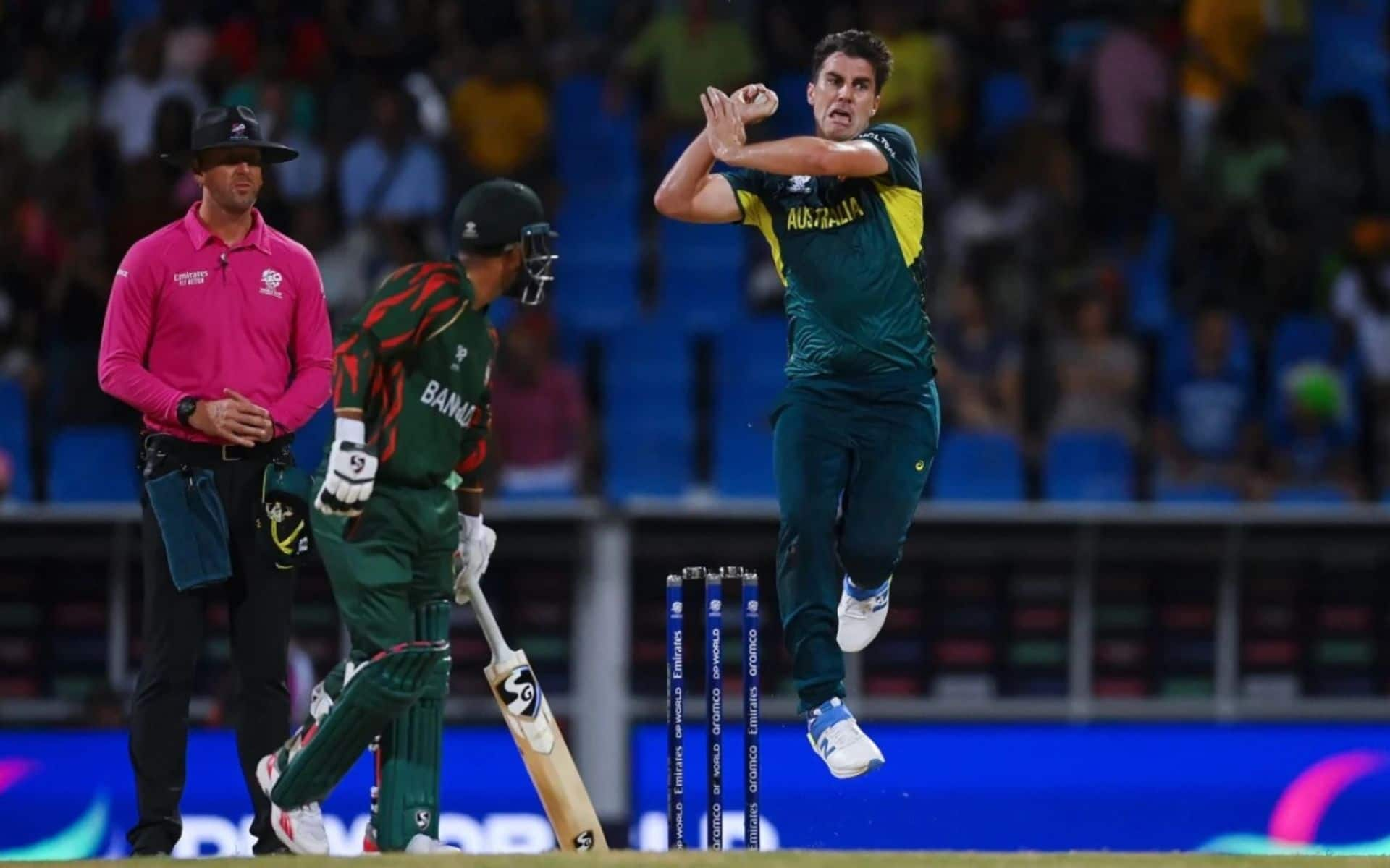 Pat Cummins in action against Bangladesh at the 2024 T20 World Cup (x.com)