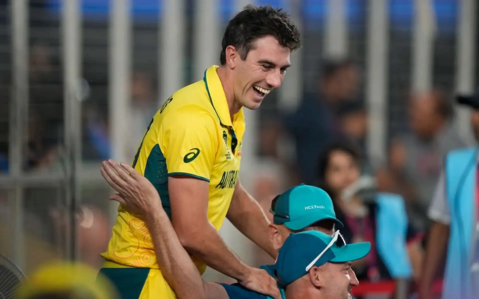 Pat Cummins celebrating Australia's 2023 World Cup win (AP)