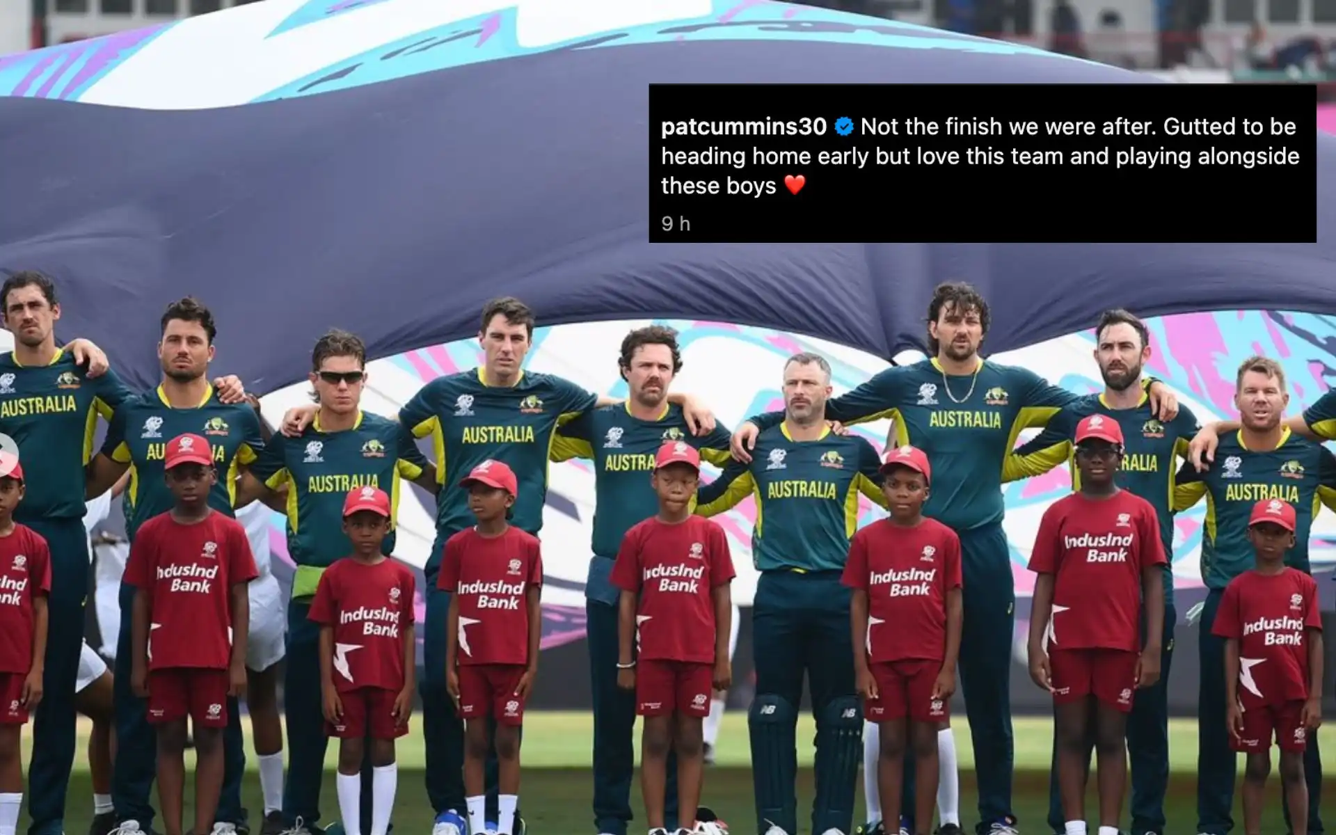 Cummins shared an emotional message after AUS' exit (Instagram)