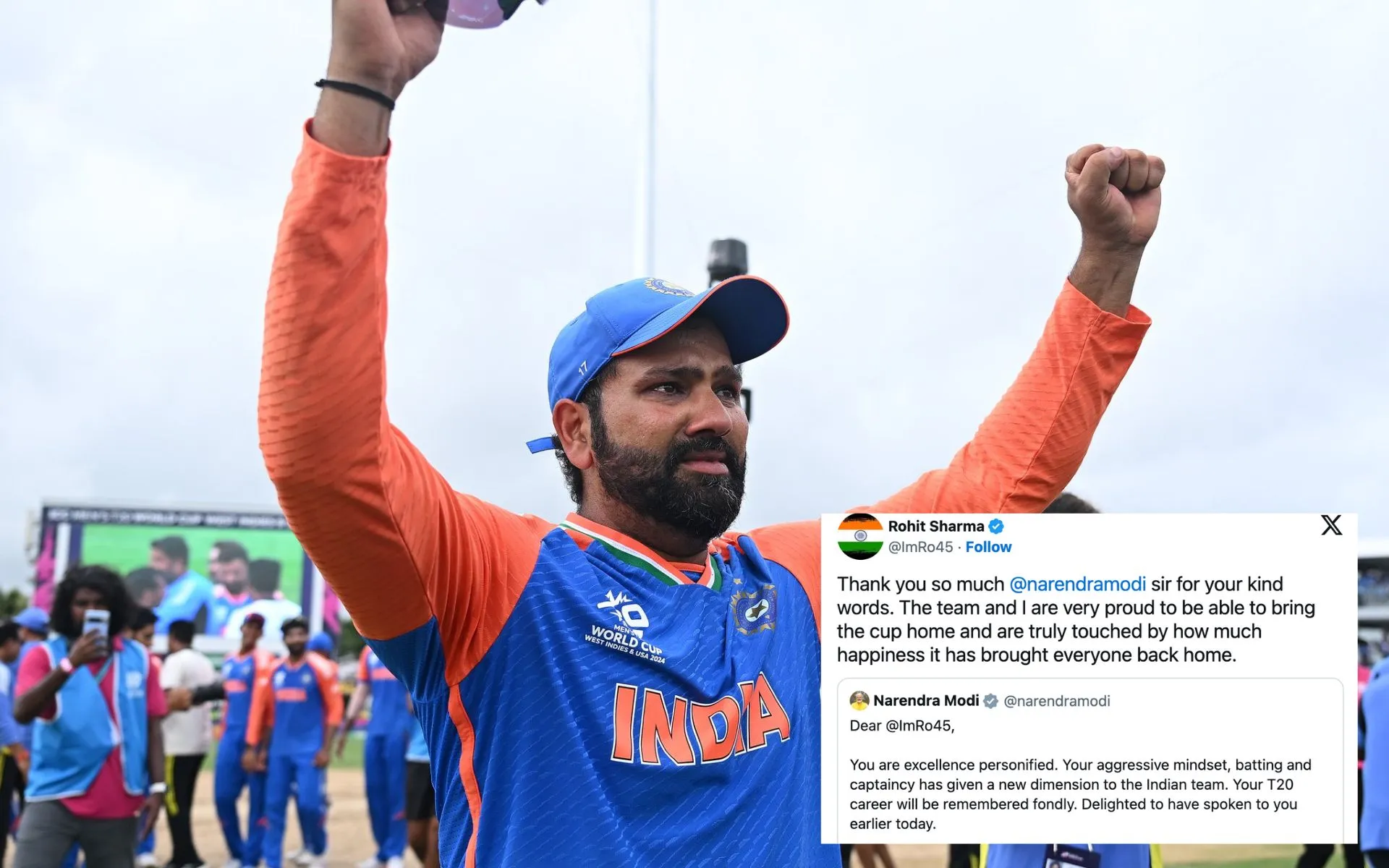 Rohit Sharma heartfelt gratitude towards PM (x)
