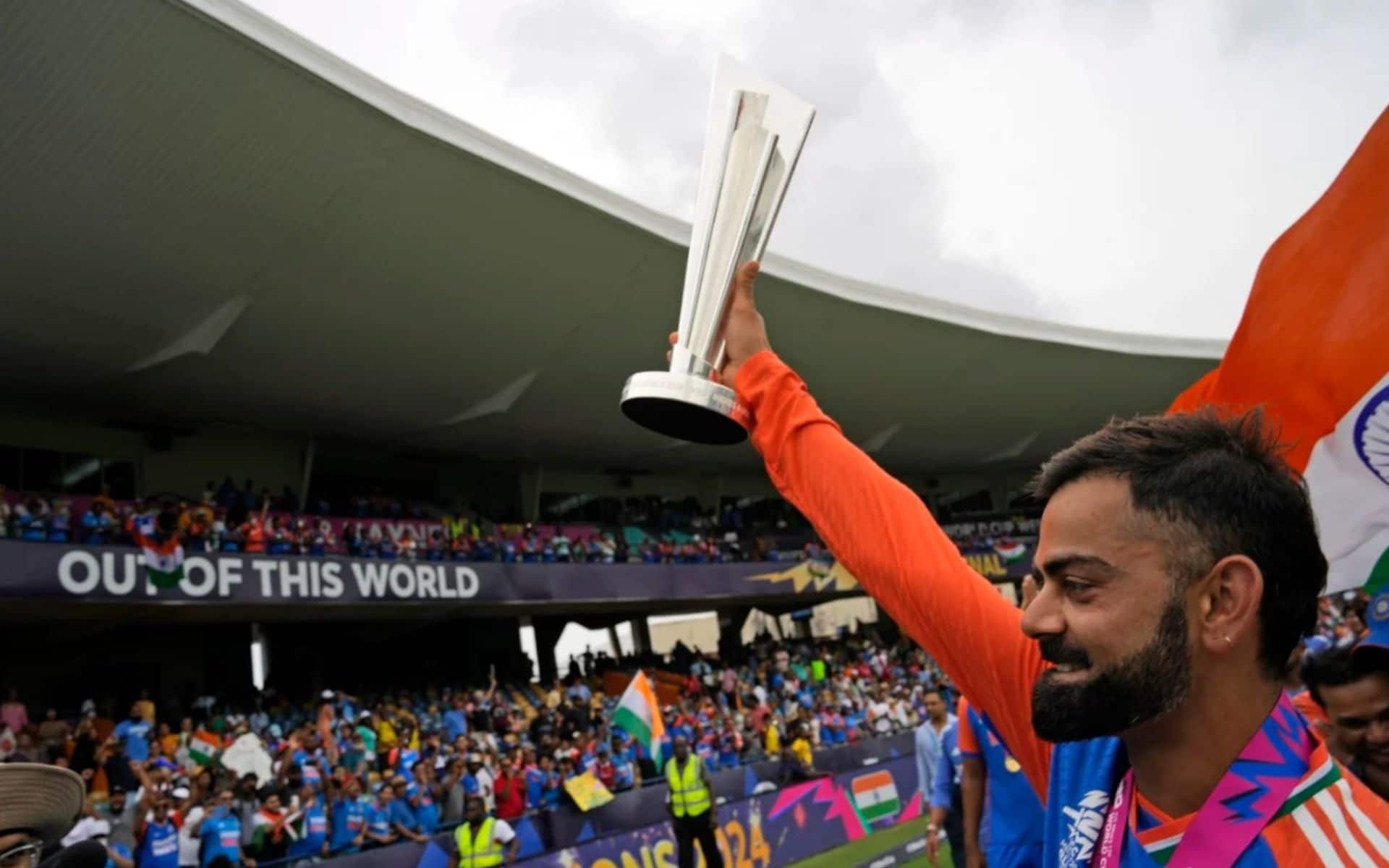 Virat Kohli with the 2024 T20 World Cup trophy (AP)