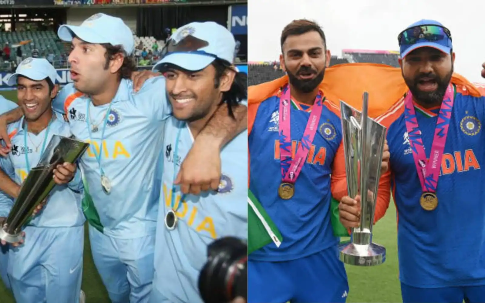Indian players celebrating 2007 and 2024 T20 World Cups [GettyImages]