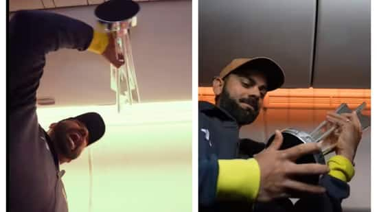 Rohit and Kohli Unbox T20 World Cup Trophy [x.com]