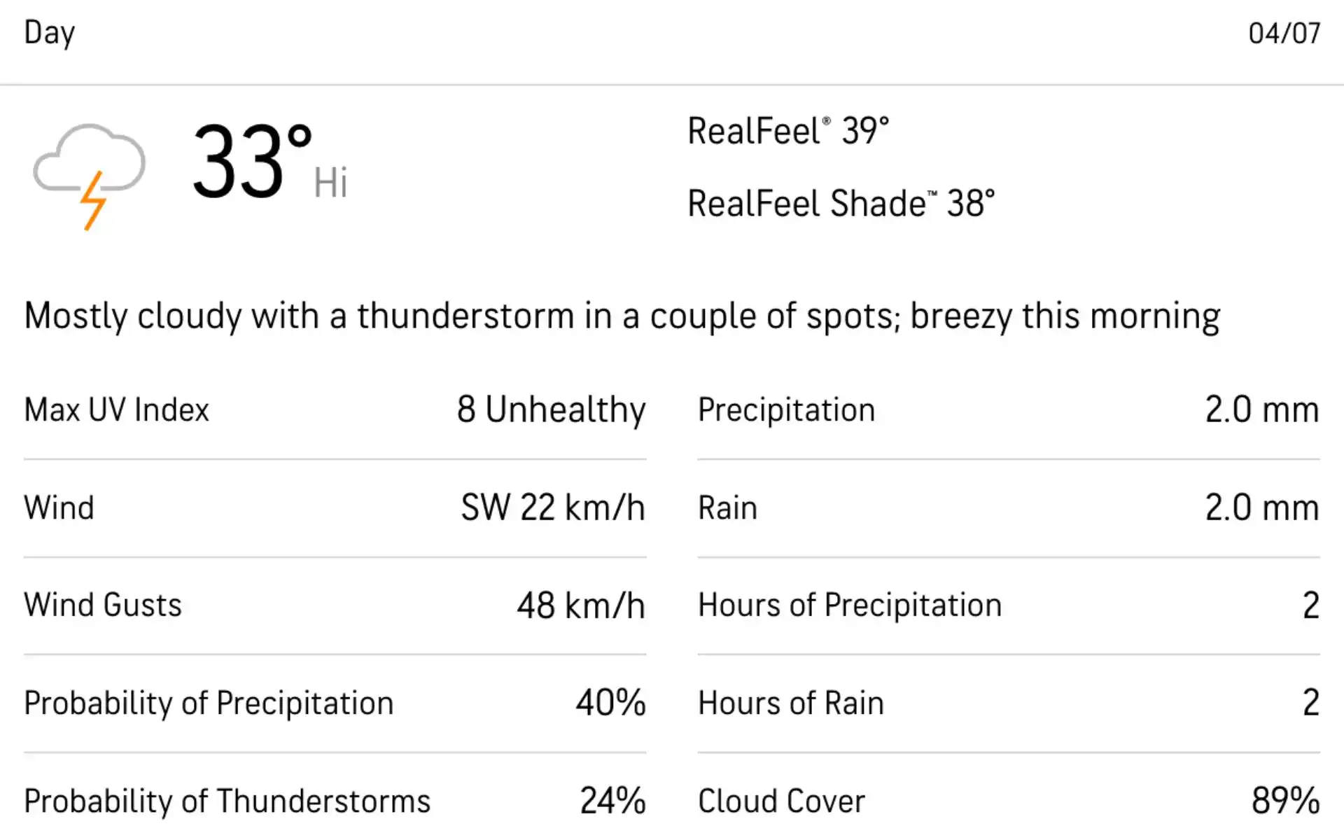Mumbai's weather predictions for India's parade day (Accuweather)
