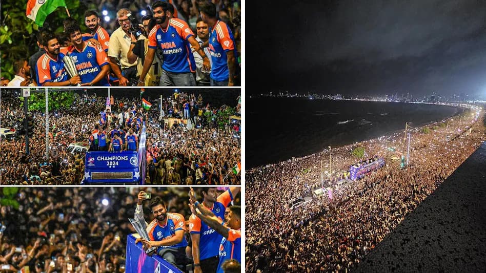 Massive crowds gathered at Marine Drive during the victory parade [x.com]