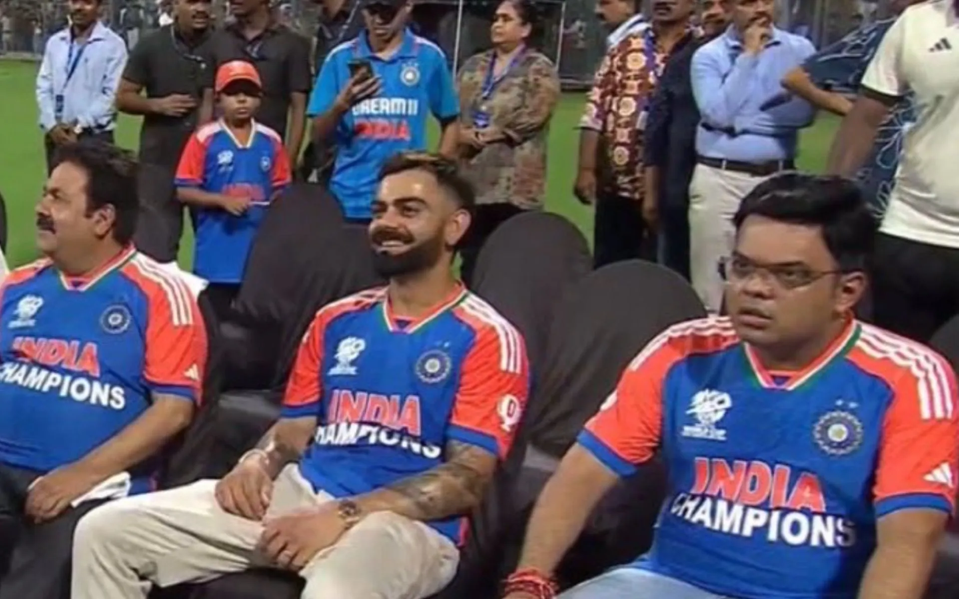 Jay Shah and Rajiv Shukla alongside Virat Kohli (X.com)
