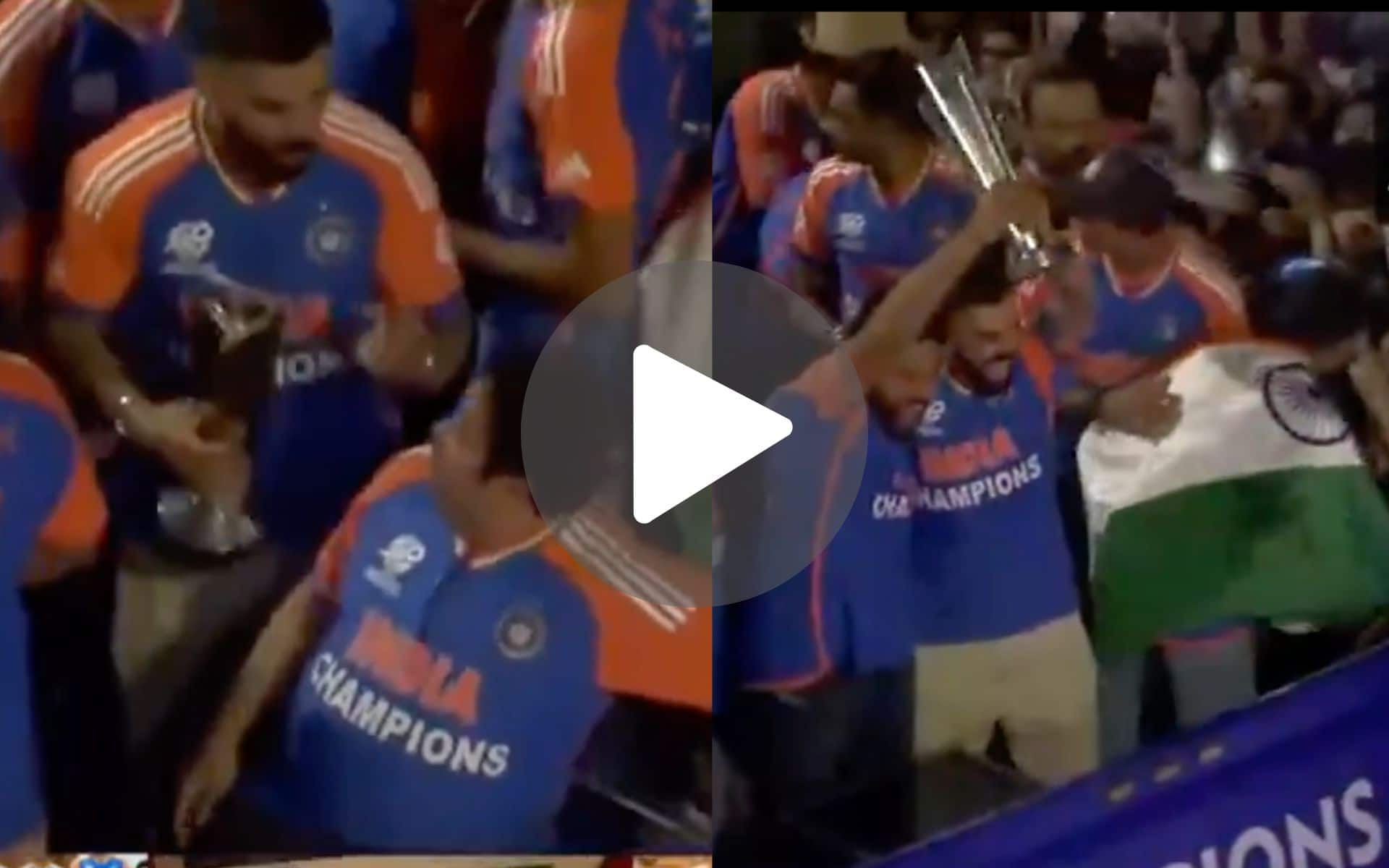 [Watch] Kohli Tells Rajeev Shukla To Move Backwards For Rohit To Come In Front And Lift WC Trophy Together