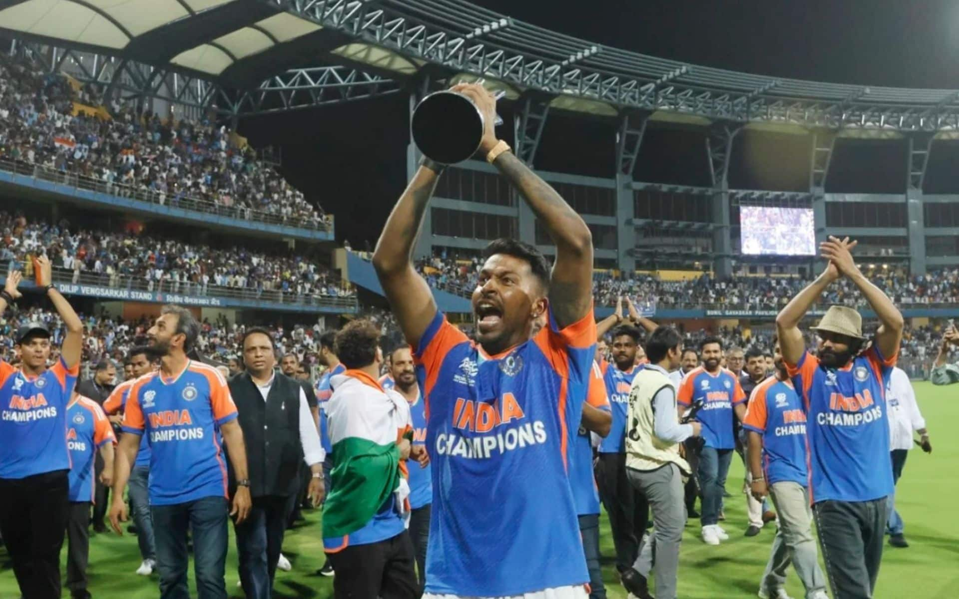 Hardik Pandya during 2024 T20 World Cup celebration in Mumbai (BCCI)