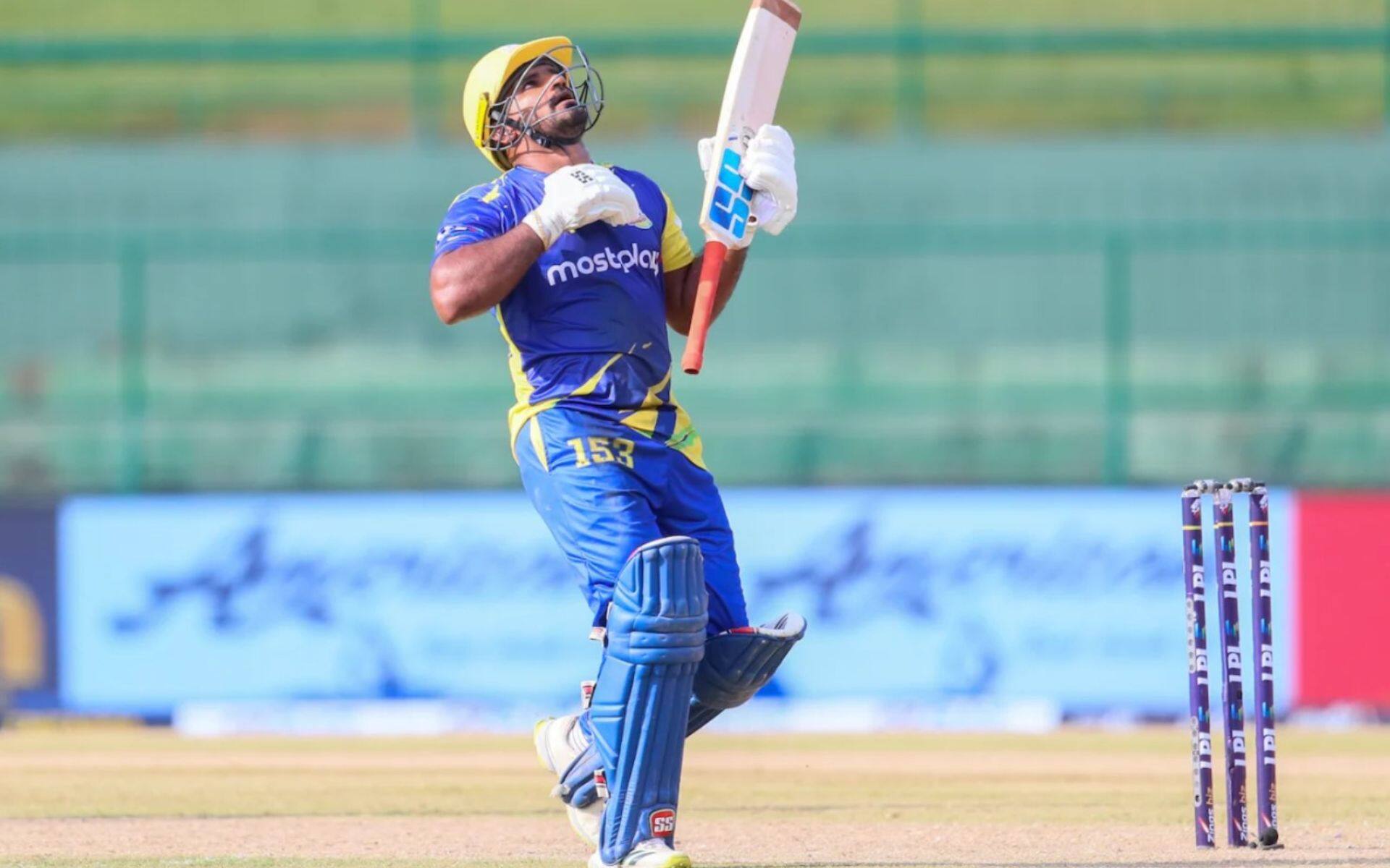 Kusal Perera celebrating his century during LPL 2024 (SLC)