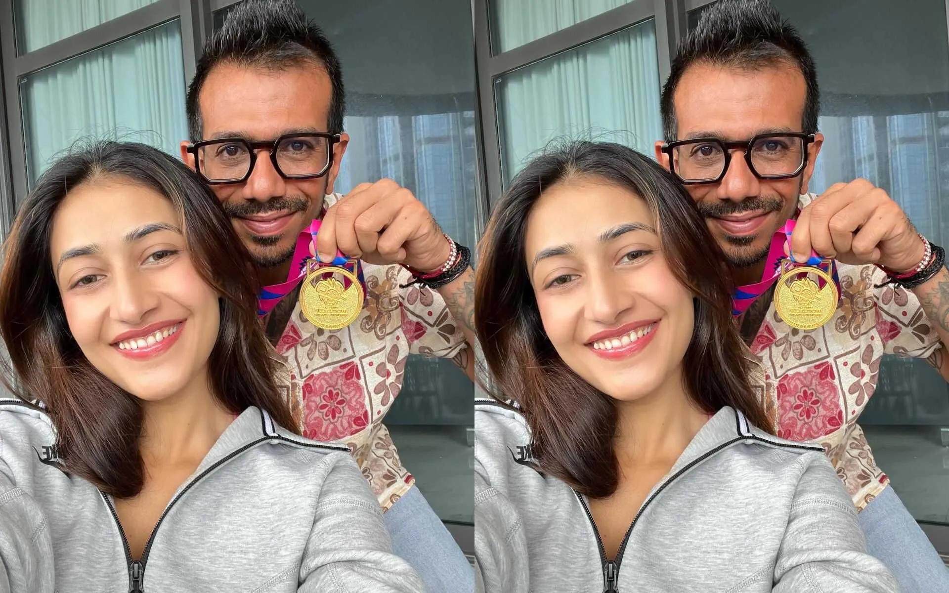Yuzvendra Chahal with wife Dhanashree (x.com)