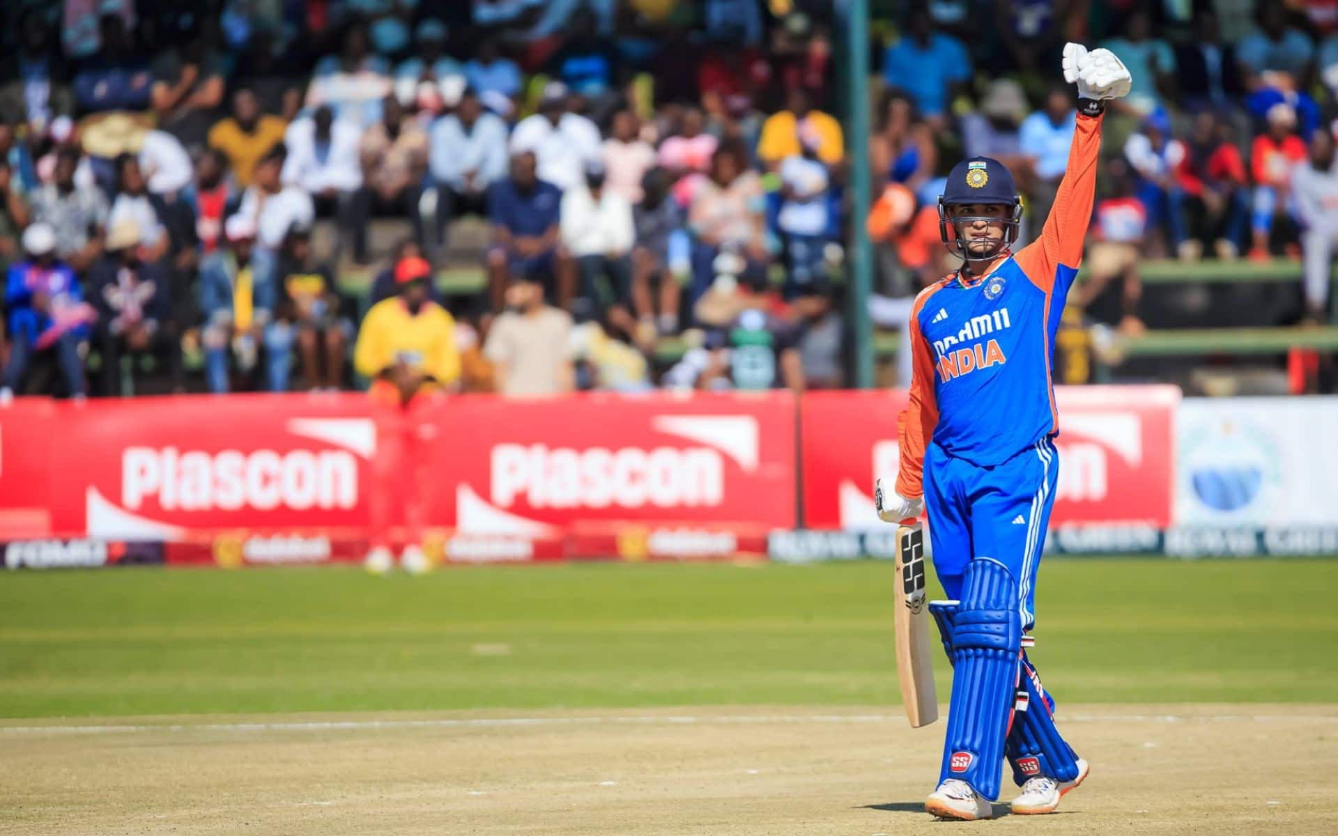 Abhishek Sharma celebrates maiden international century against Zimbabwe (X.com)