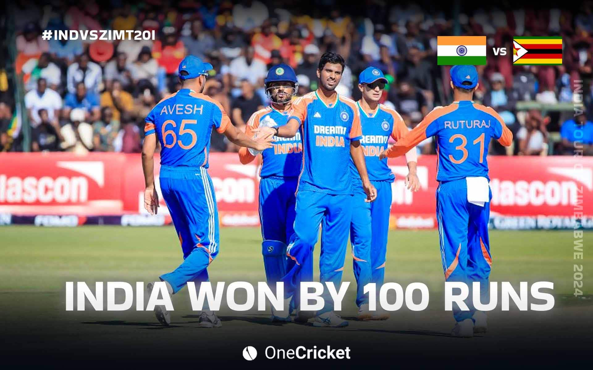 IND won by 100 runs [OneCricket]
