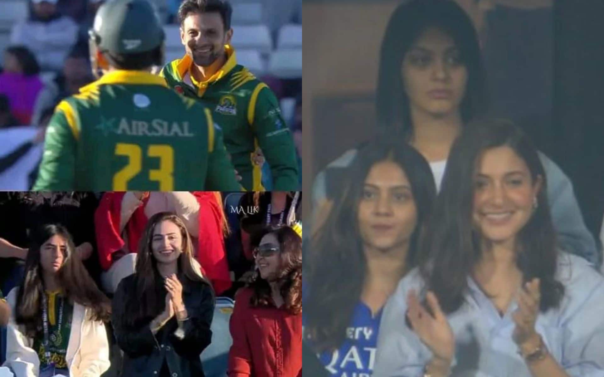 Shoaib Malik's wife Sana Javed (L) and Anushka Sharma (R) (X.com)