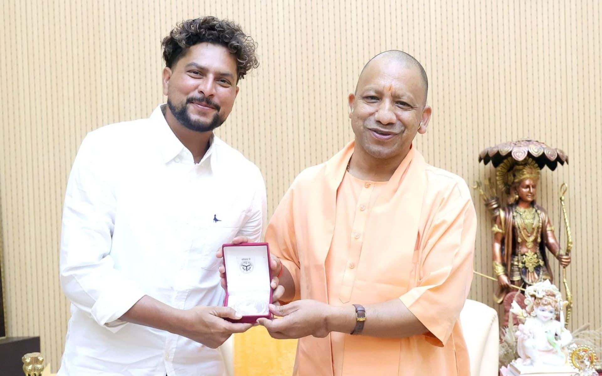 UP CM felicitates Kuldeep Yadav- (X.com)