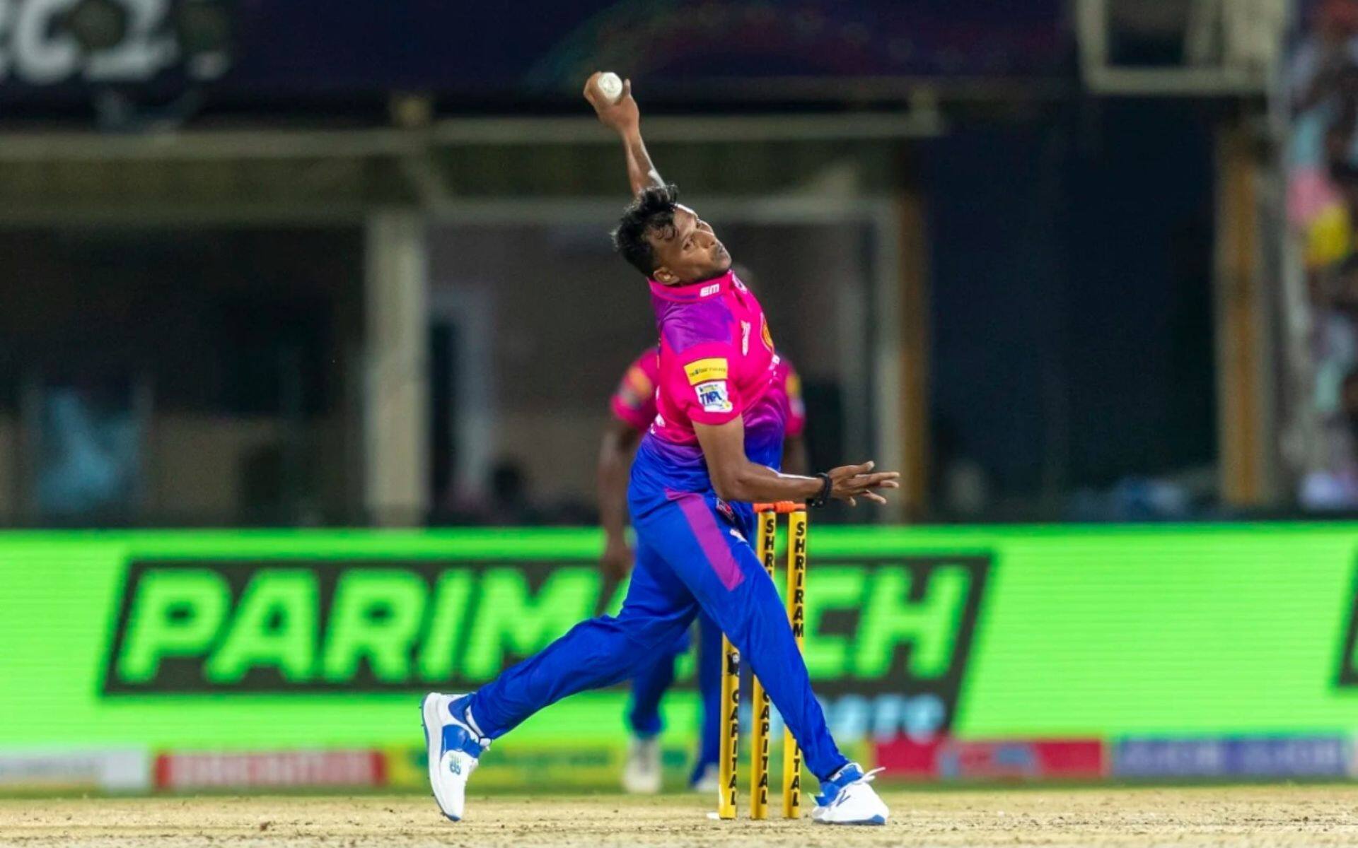 T Natarajan in action for IDream Tiruppur Tamizhans in TNPL 2024 (TNPL)