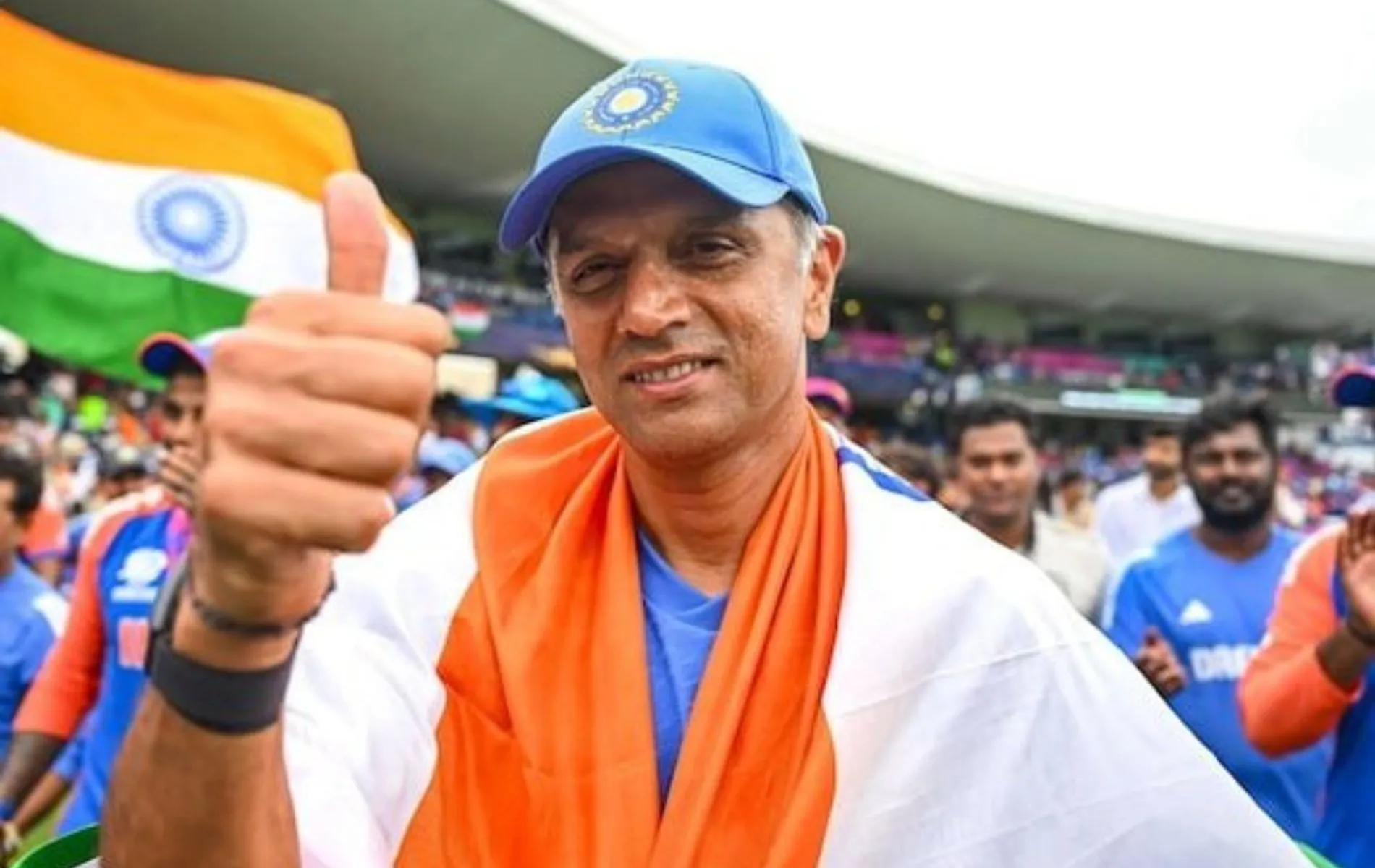 Rahul Dravid celebrating the T20 World Cup win at Barbados after beating South Africa in the final (X.com)