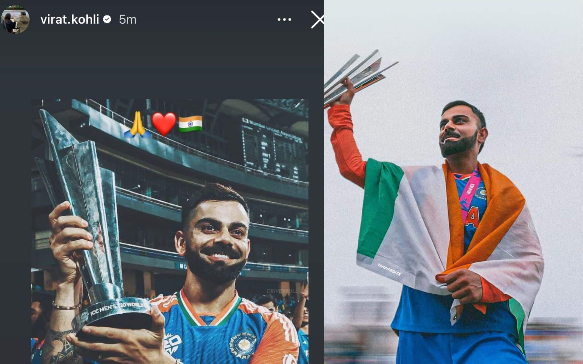 Virat Kohli celebrating after T20 WC win