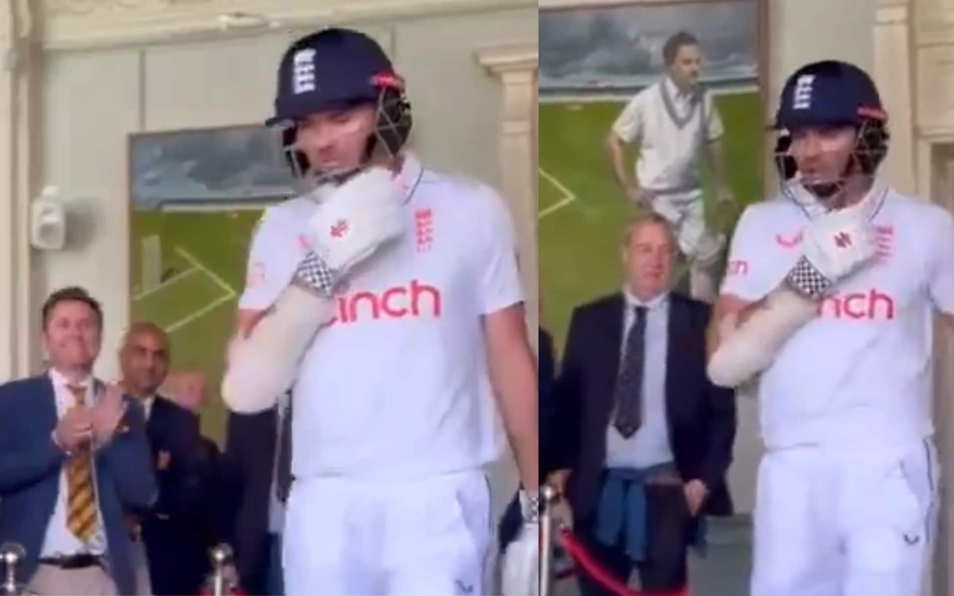 James Anderson walking out to bat in Lord's (X.com)