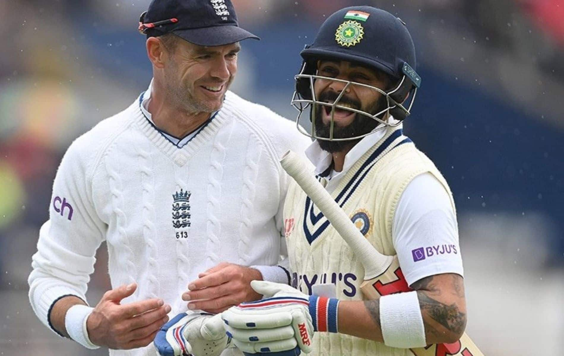 Virat Kohli and James Anderson sharing a friendly talk during an India England test game (X)