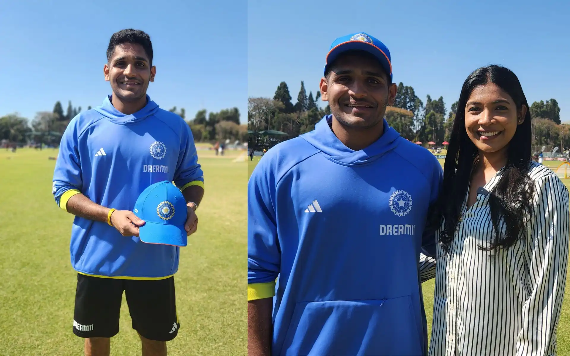 Tushar Deshpande with his maiden India cap at the Zimbabwe tour (X.com)
