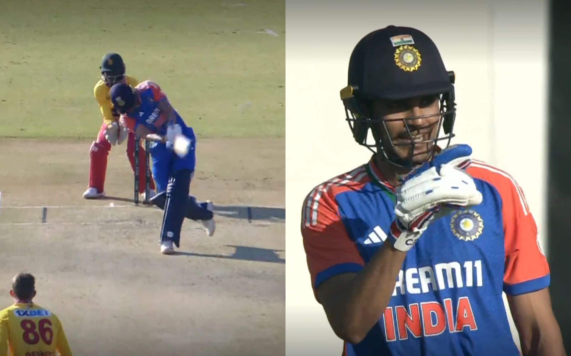 Shubman Gill's gesture after six vs ZIM (X.com)