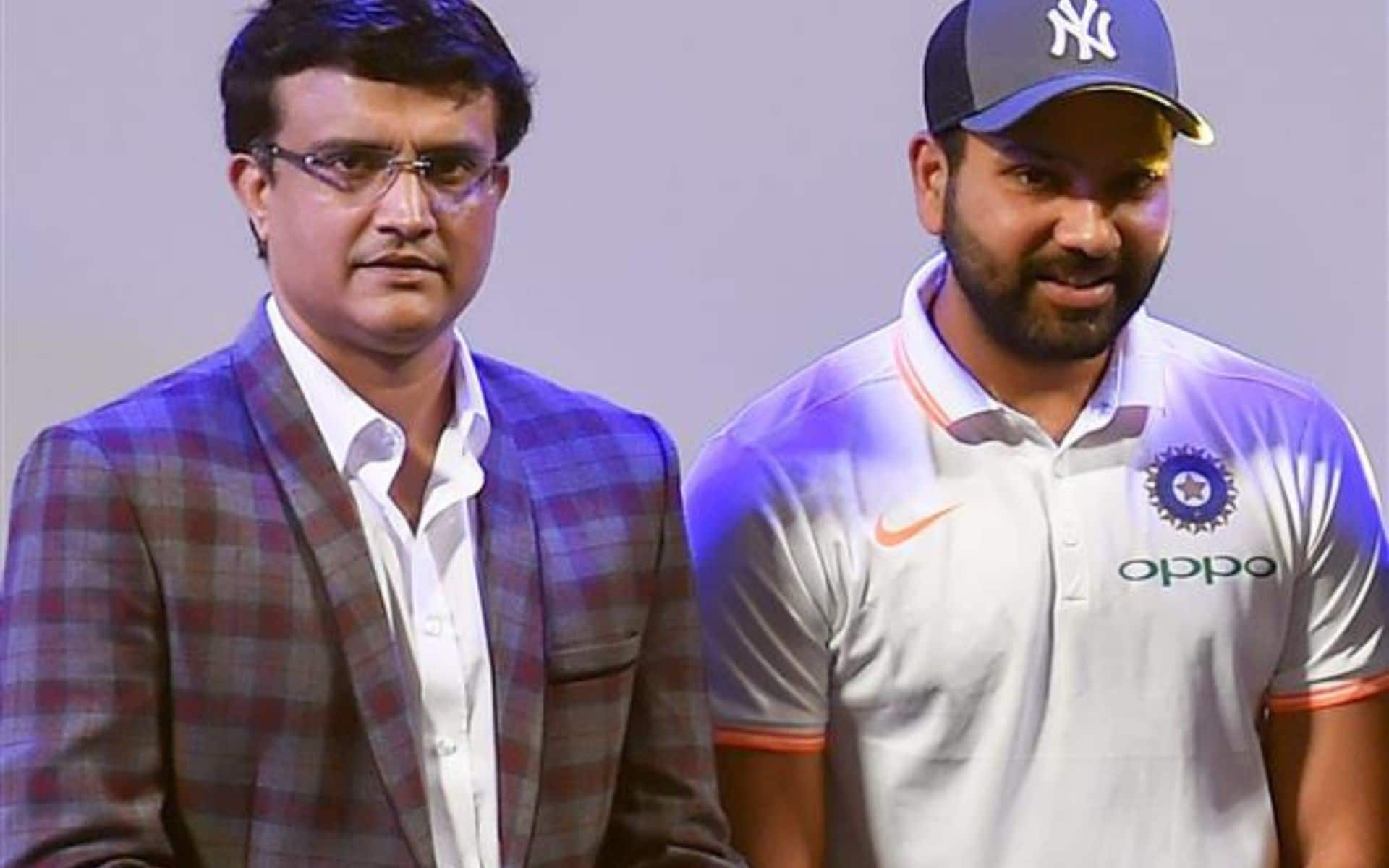 Sourav Ganguly with Rohit Sharma [X]