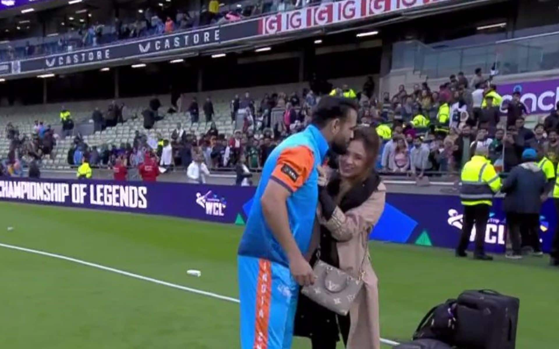 Irfan Pathan Kisses His Wife On Forehead [x.com]