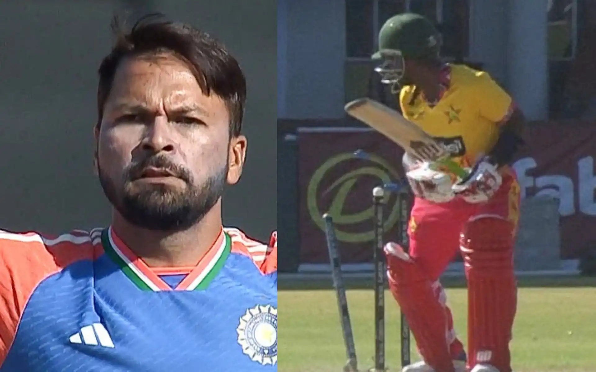 Mukesh Kumar knocks over Madhevere (X.com)