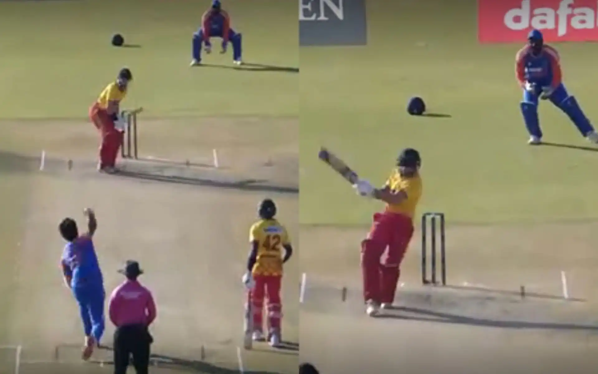 Shivam Dube taking a wicket during IND vs ZIM (X.com)