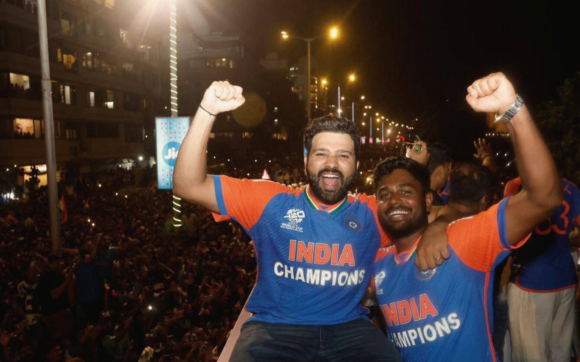 Sanju Samson with Rohit Sharma after India's T20 World Cup Victory (x)