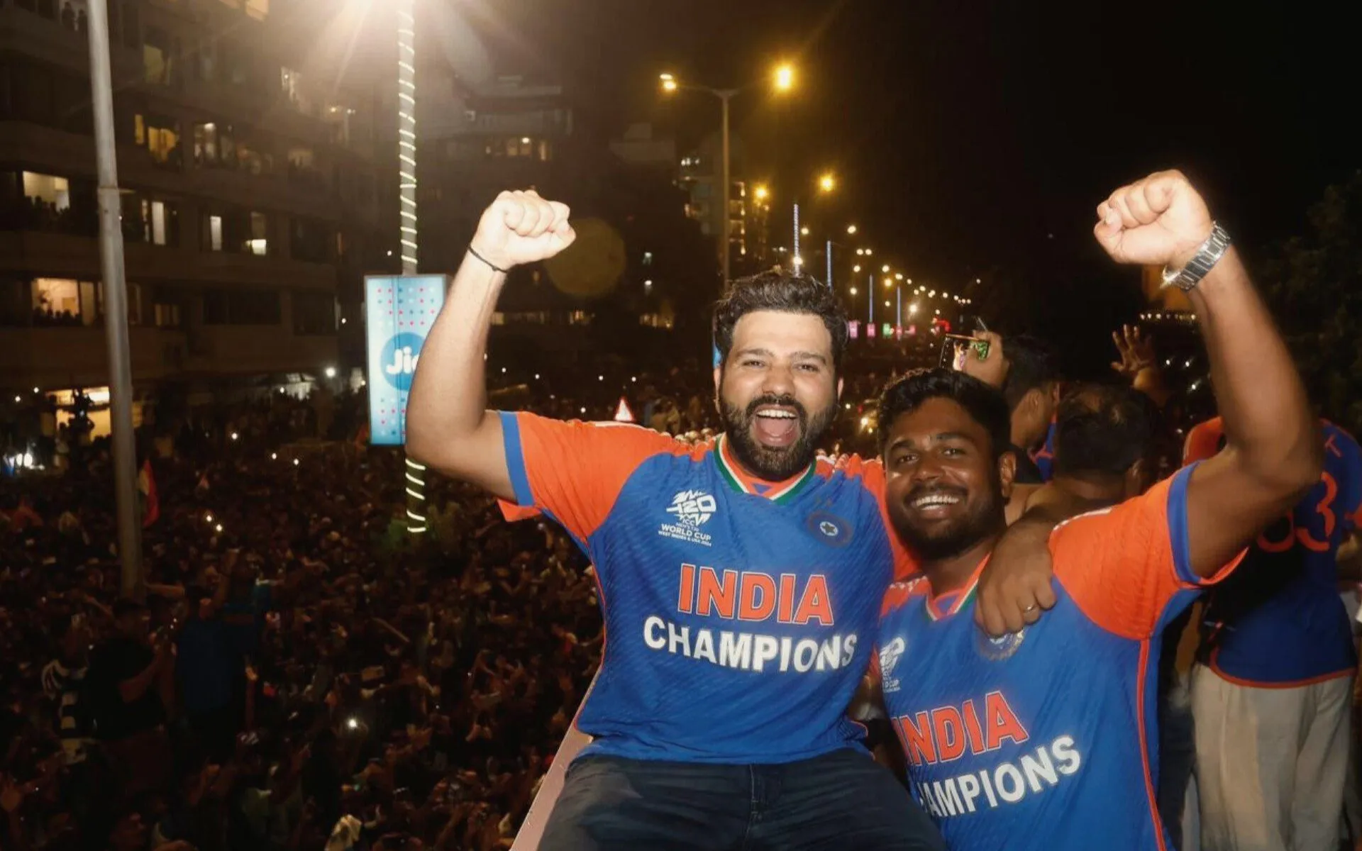 Sanju Samson with Rohit Sharma after India's T20 World Cup Victory (x)