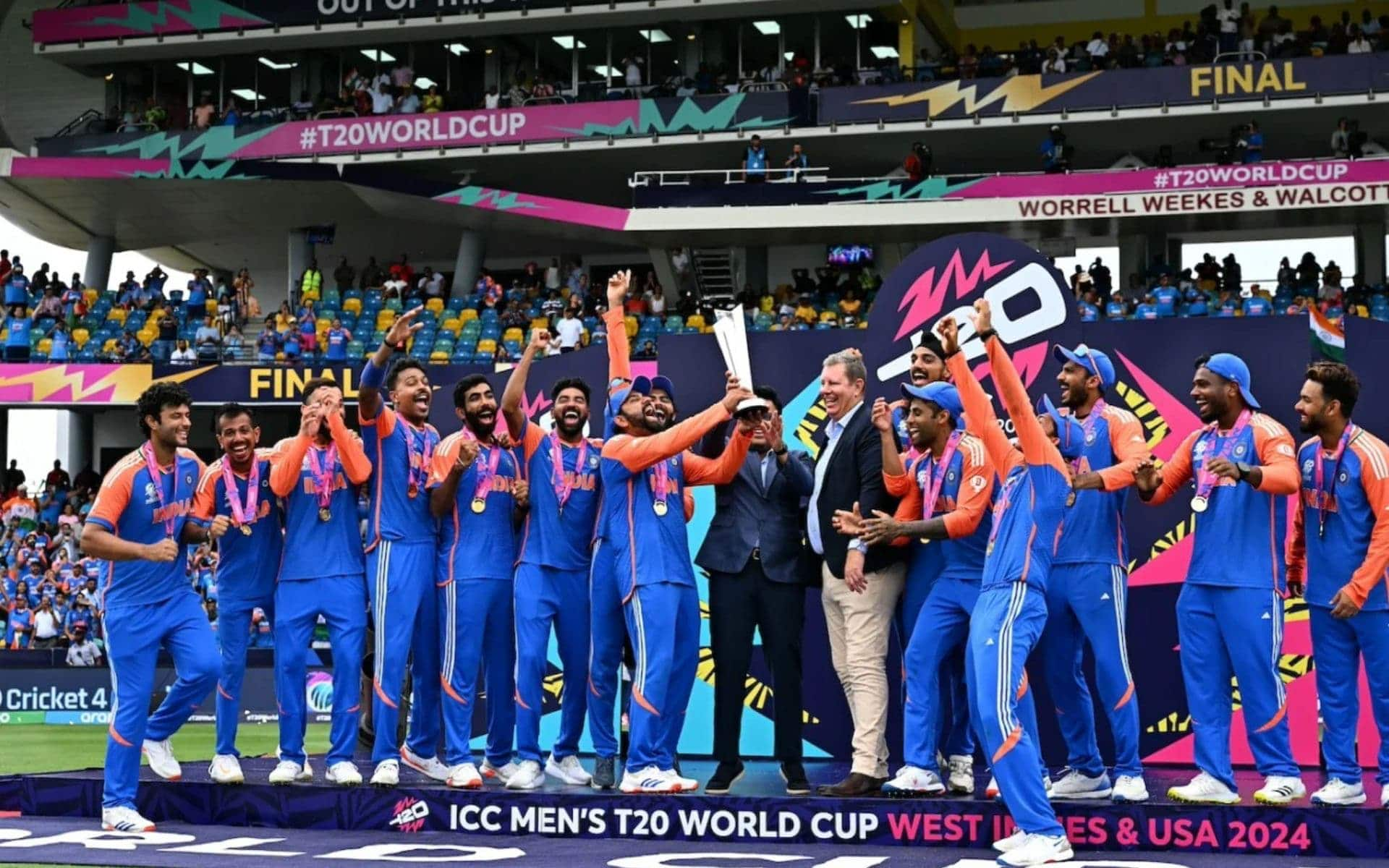 India Cricket Team With The World Cup Trophy- (X.com)