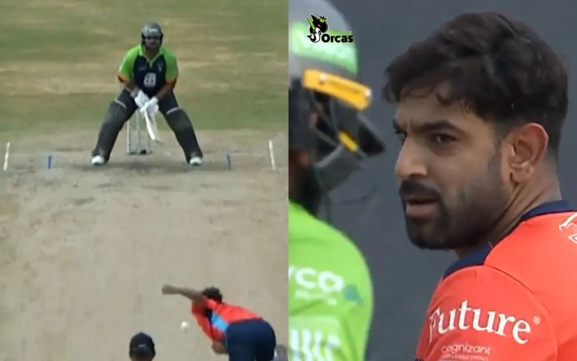 Haris Rauf giving a look at Shehan Jayasuriya in MLC 2024 (X.com)