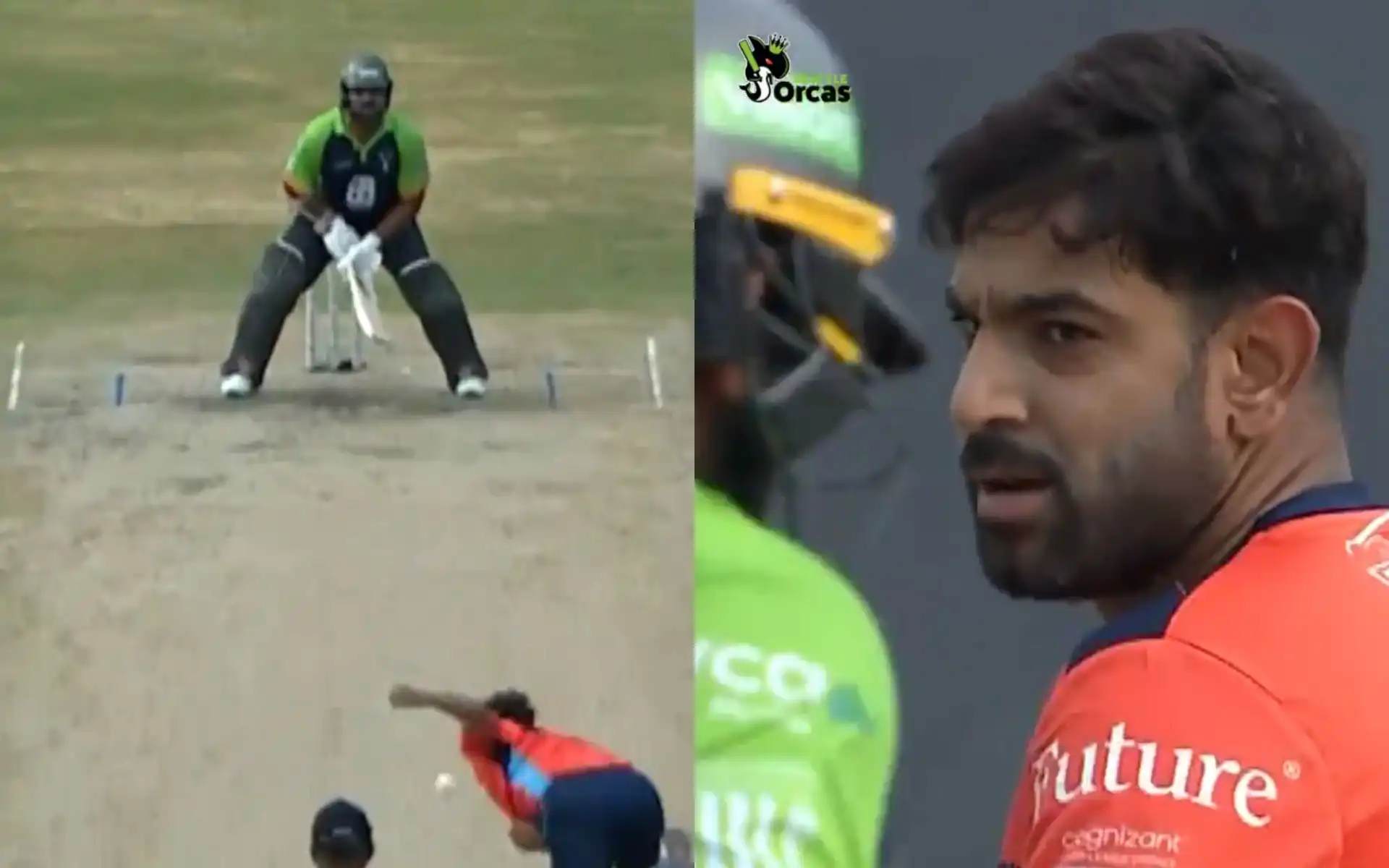 Haris Rauf giving a look at Shehan Jayasuriya in MLC 2024 (X.com)
