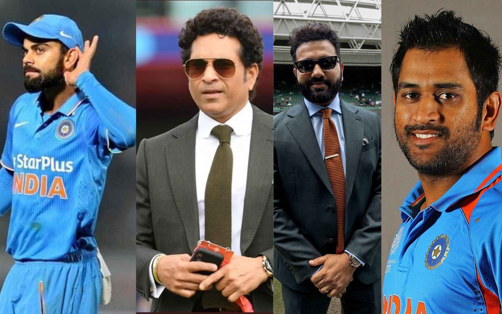 Rohit Sharma, Sachin Tendulkar, Rohit Sharma and MS Dhoni (x)