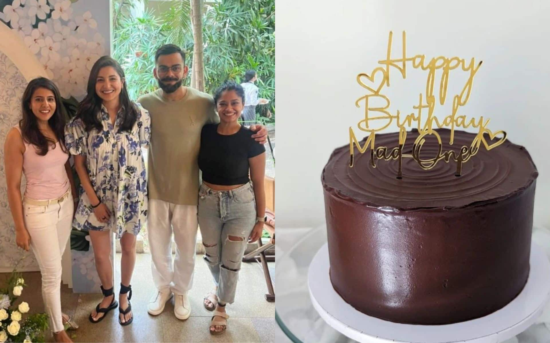 Virat Kohli, Anushka Sharma posing with the bakers (X.com)