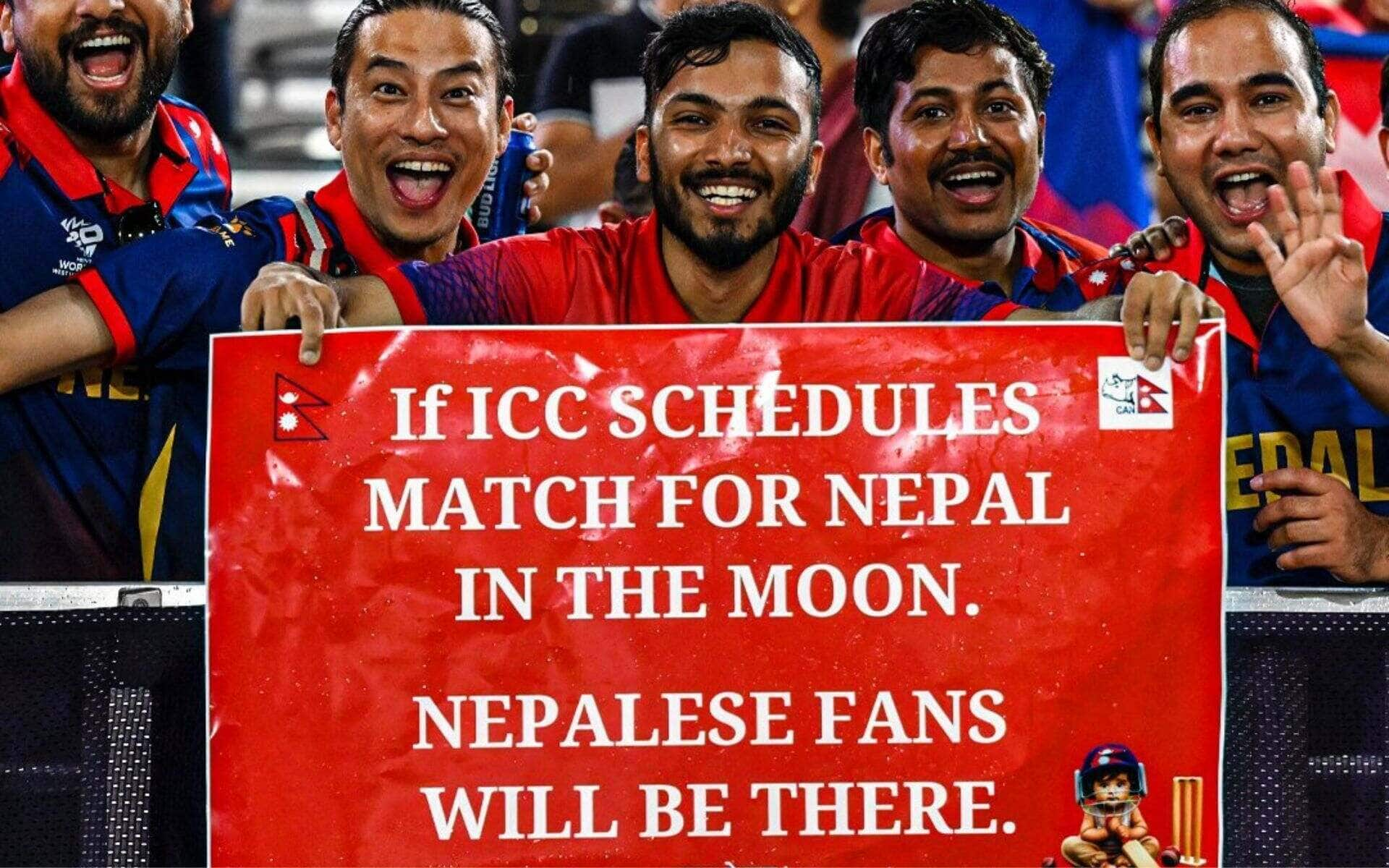 Nepal fans excited before a cricket match (X.com)