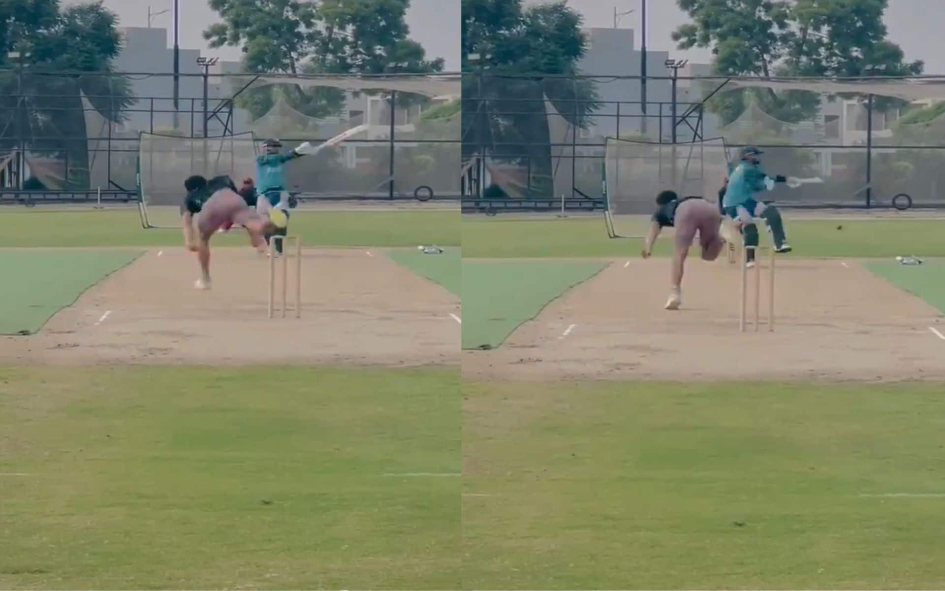 Naseem Shah's brother bowling to Babar Azam (X.com)