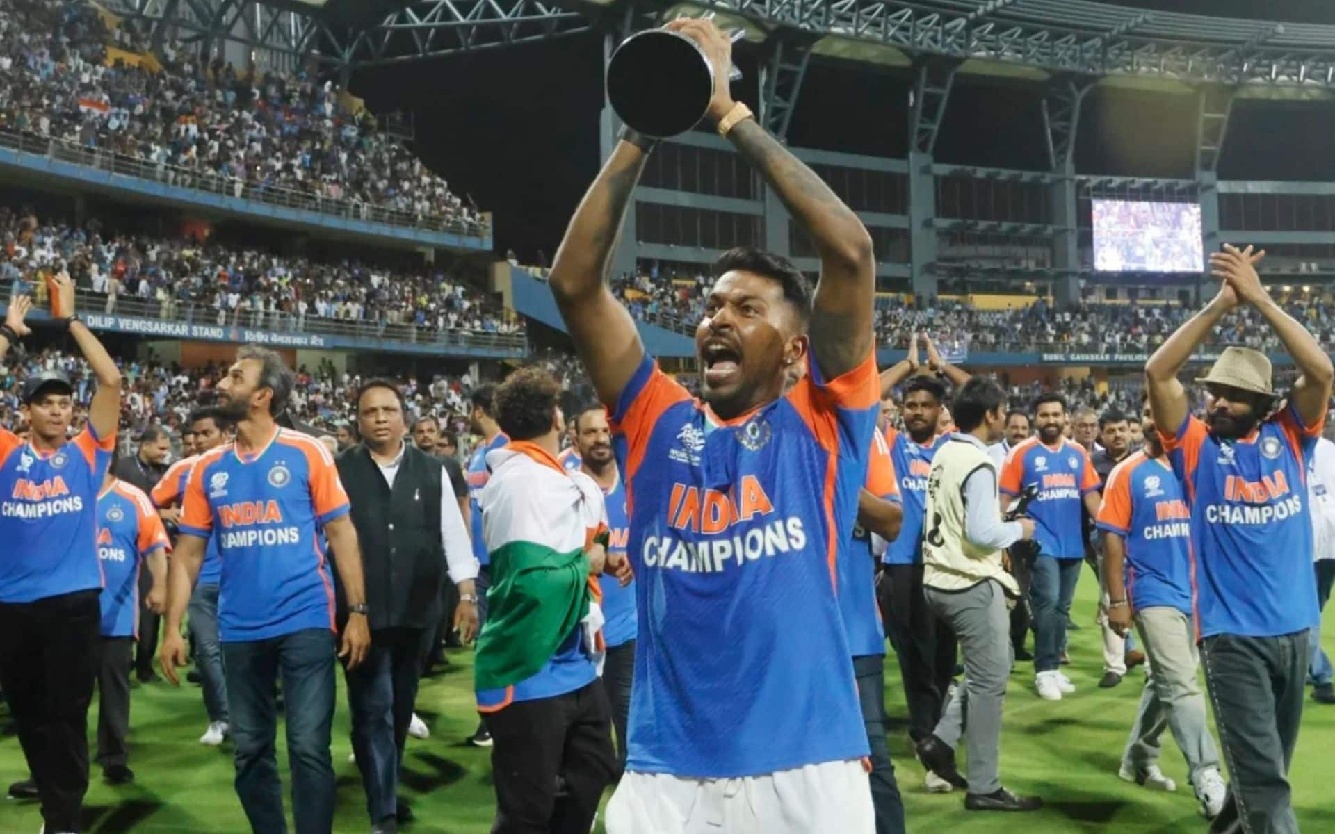 Hardik Pandya celebrating India's T20 World Cup 2024 win (BCCI)