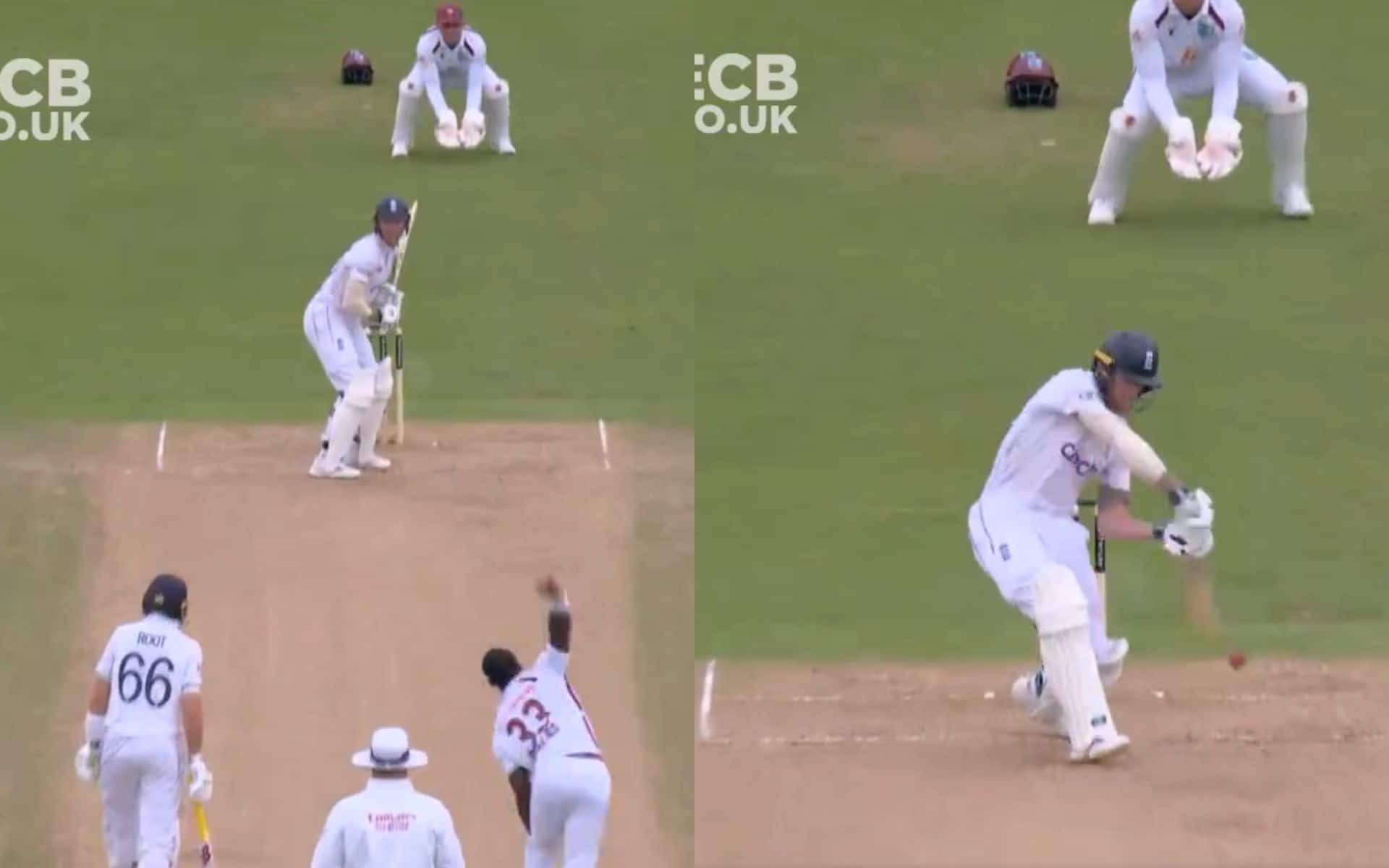 Ben Stokes' cover drive vs Jayden Seales (X.com)