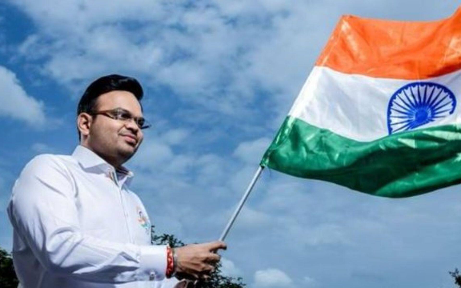 Jay Shah with the Indian flag (X.com)