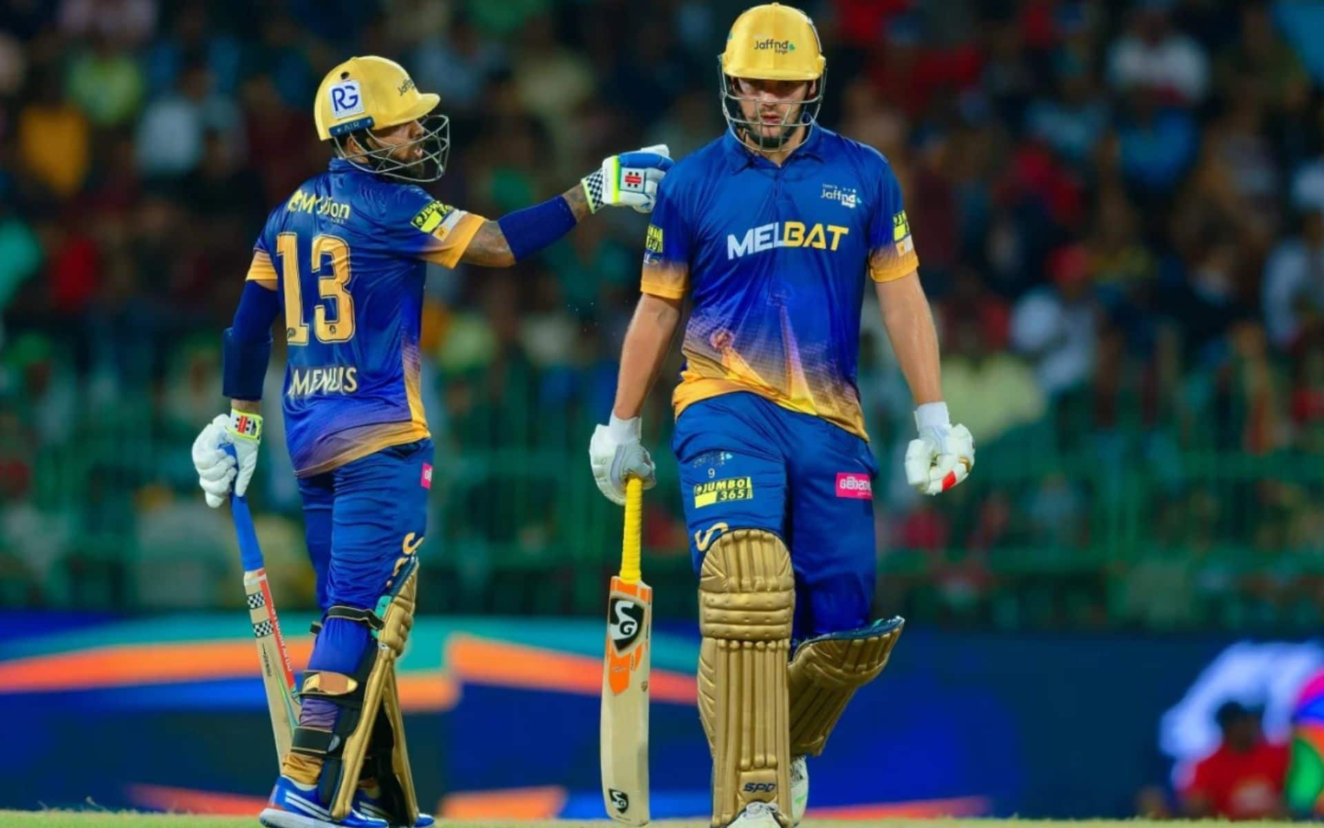 Rilee Rossouw with Kusal Mendis during their match-winning partnership (SLC)